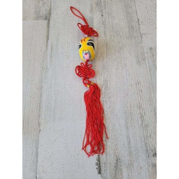 Oriental mask tassel red Asian unique ornament Xmas - Picture 1 of 10